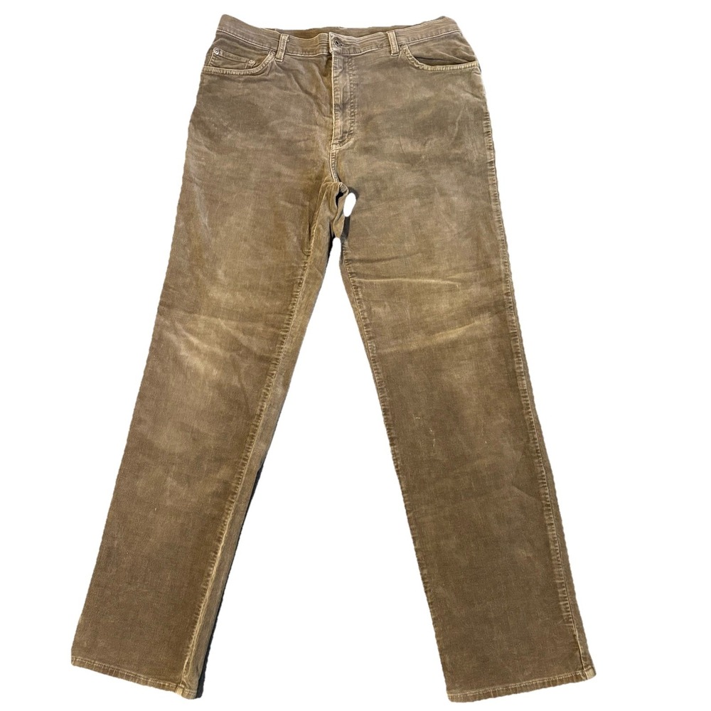 Mavi Model 037 Corduroy Pants Mens 34x32 Brown Medium Wale Stretch Straight Leg‎